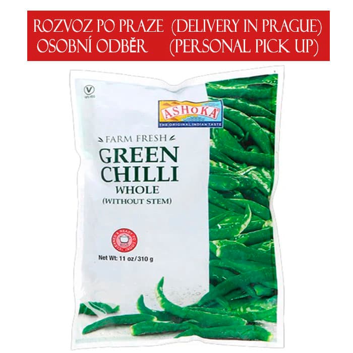 ASHOKA Frozen Green Chilli Whole Without Stem 310g