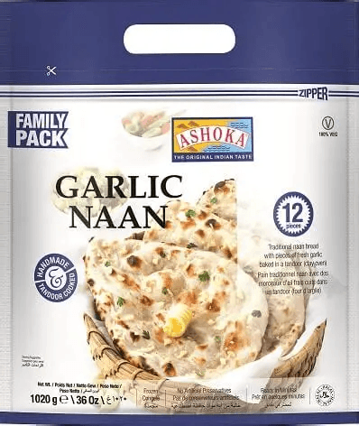 Ashoka Garlic Tandoori Naan 1020g (Frozen) Family pack