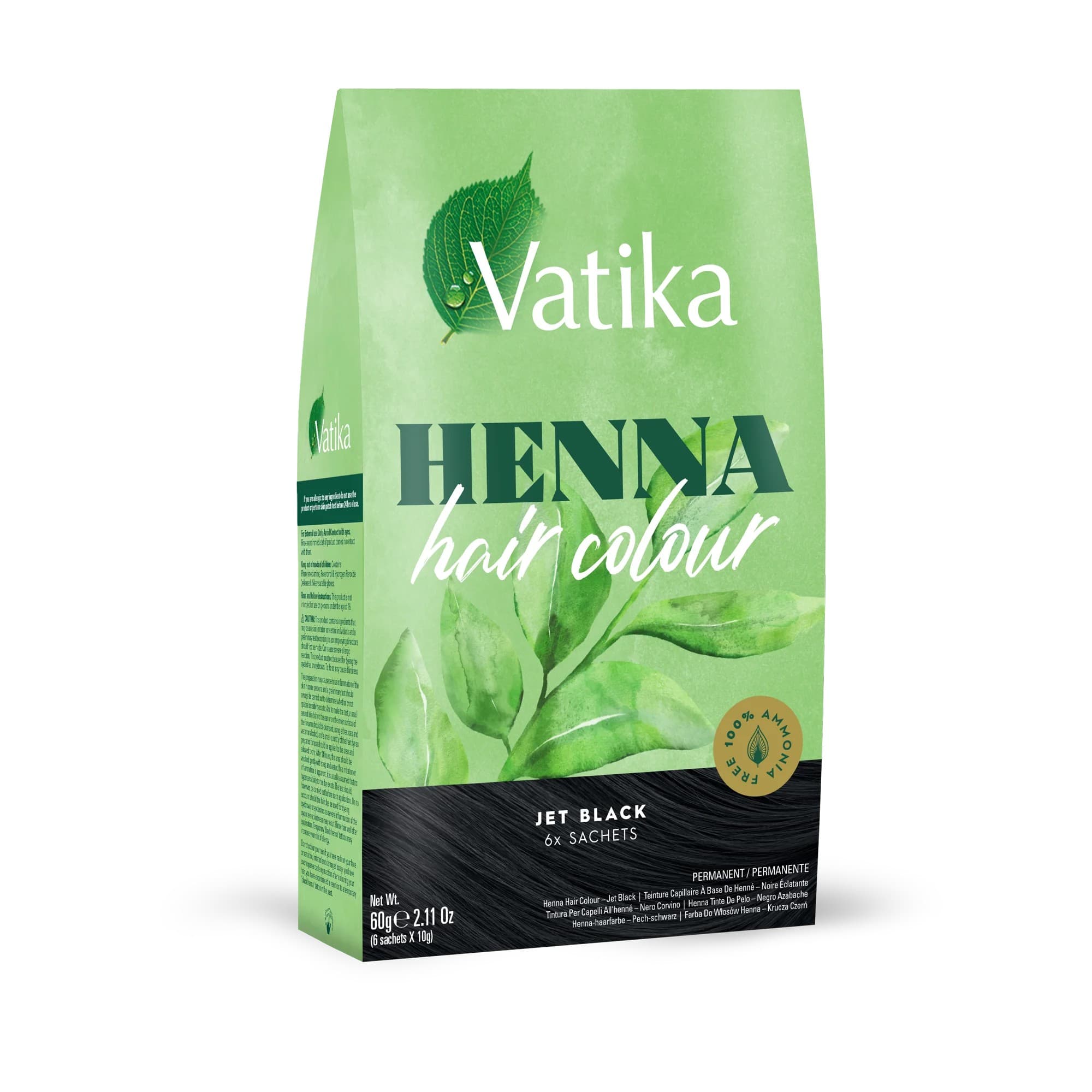 VATIKA Henna Jet Black Hair Colour 6 x 10g