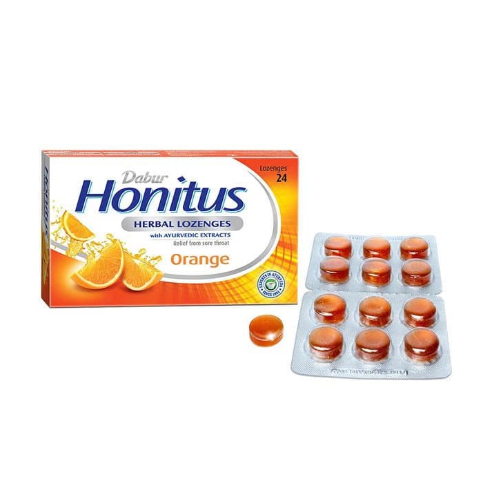 DABUR Honitus Herbal Lozenges Orange with Honey 24 pastilles