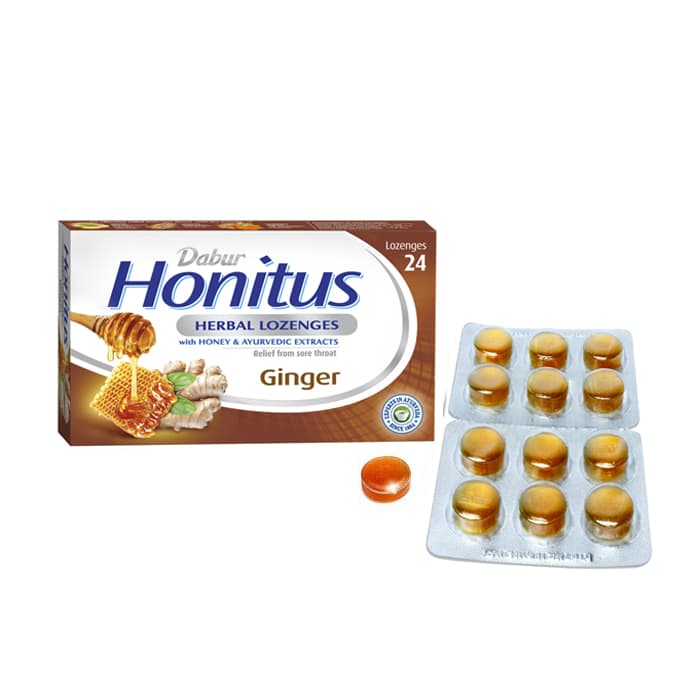 DABUR Honitus Herbal Lozenges Ginger with Honey 24 pastilles