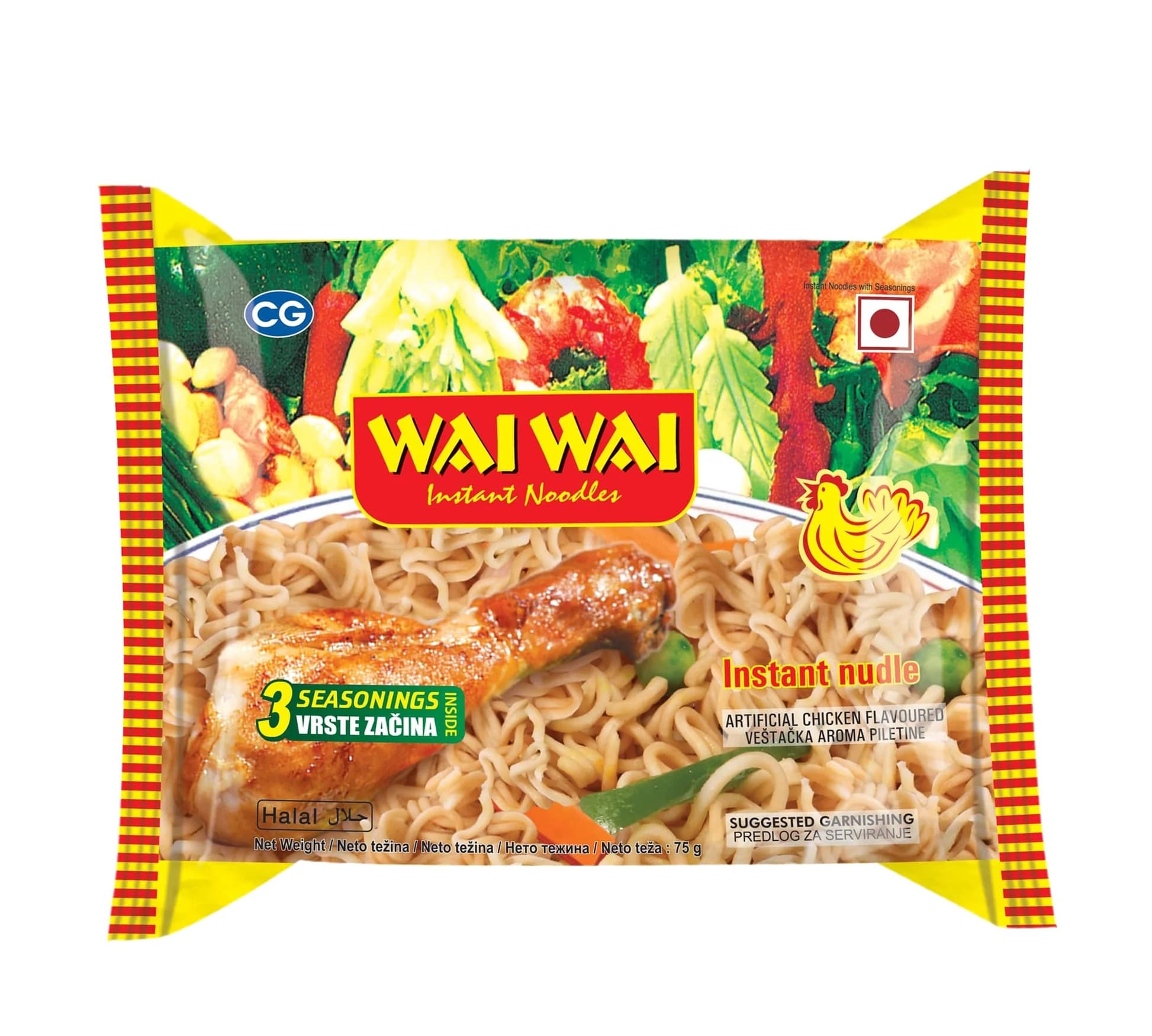 WAI WAI Instant Noodles Chicken Flavour 75g