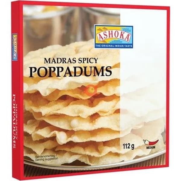 ASHOKA Madras Spicy Poppadums 112g