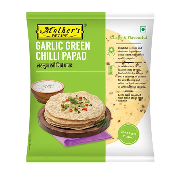 MOTHER'S RECIPE Garlic & Green Chilli Papad 200g